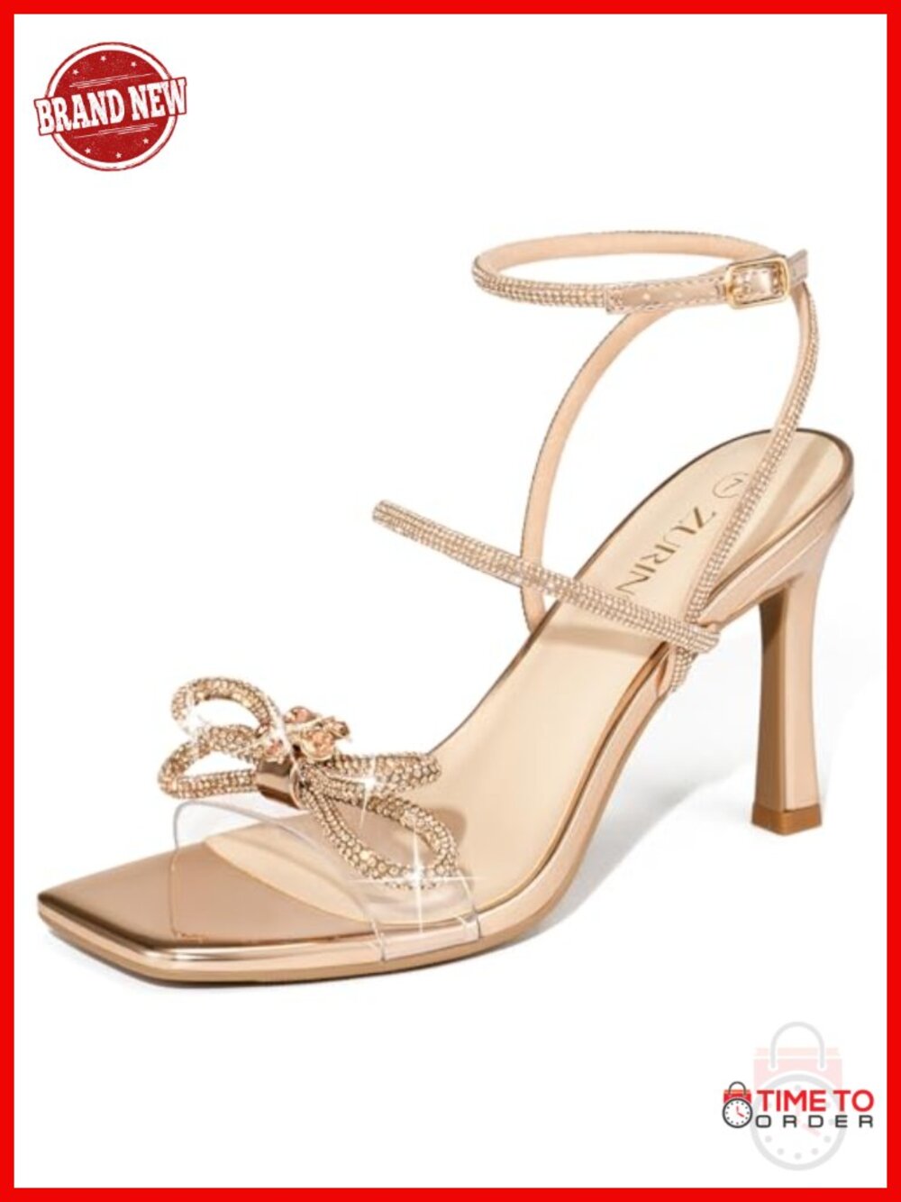 Rhinestone Bow Heeled Sandals Stiletto Ankle Strap Prom Heels